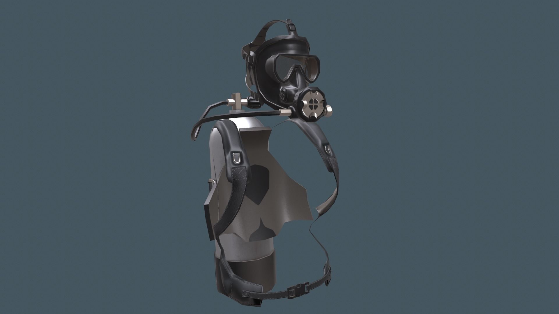 Scuba diver rigged Low-poly 3D model_13