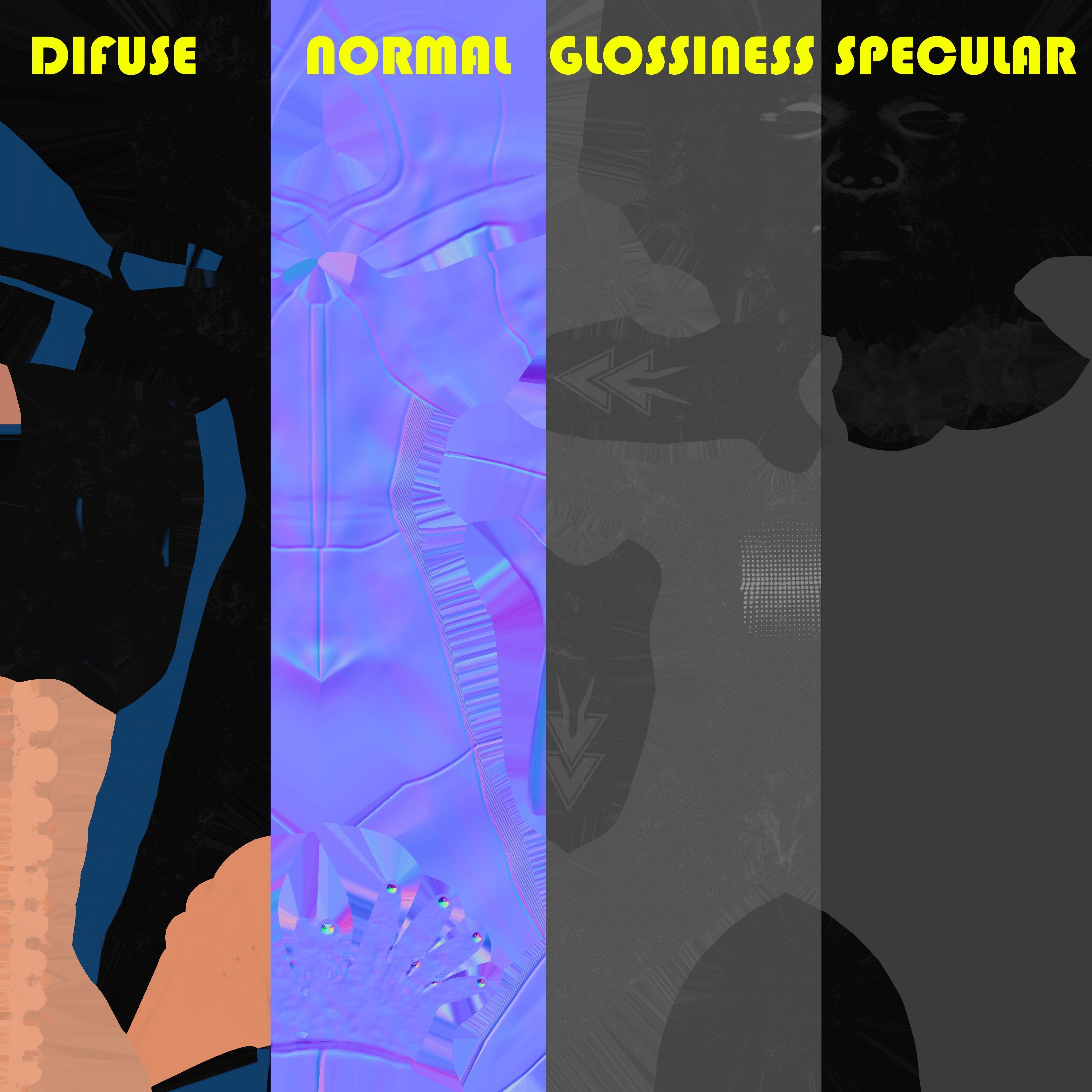 Scuba diver rigged Low-poly 3D model_9