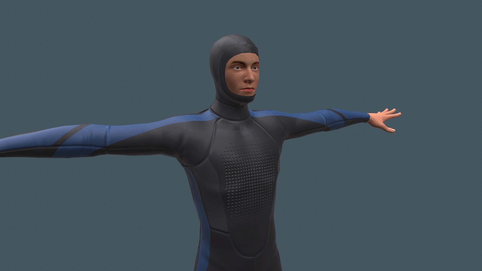 Scuba diver rigged Low-poly 3D model_11