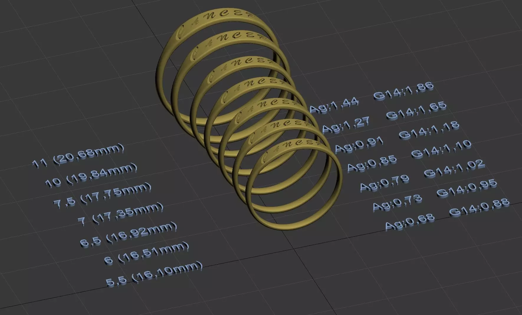 Canser jewelry ring with carved inscription 3D print model