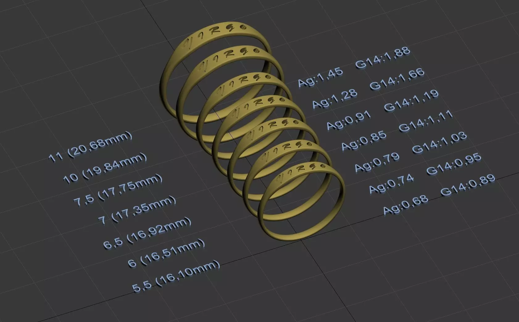 Virgo jewelry ring with carved inscription 3D print model