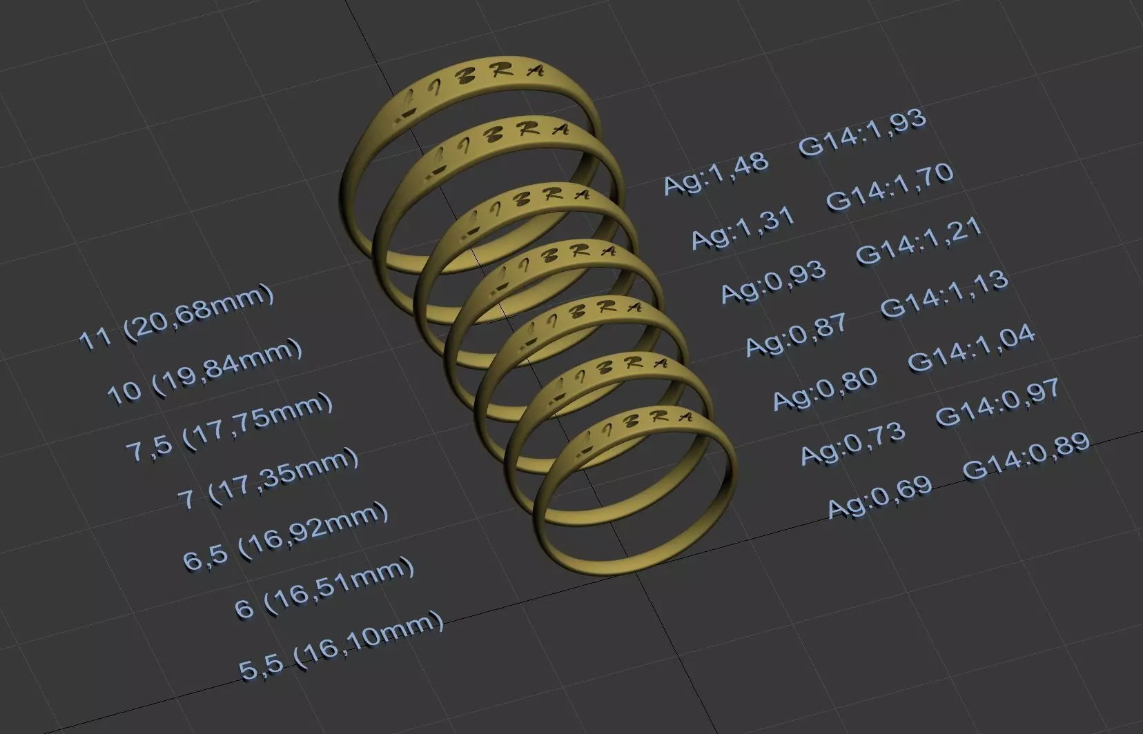 Libra jewelry ring with carved inscription 3D print model