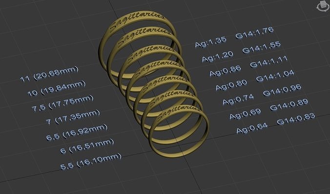 Sagittarius  jewelry ring with carved inscription 3D print model