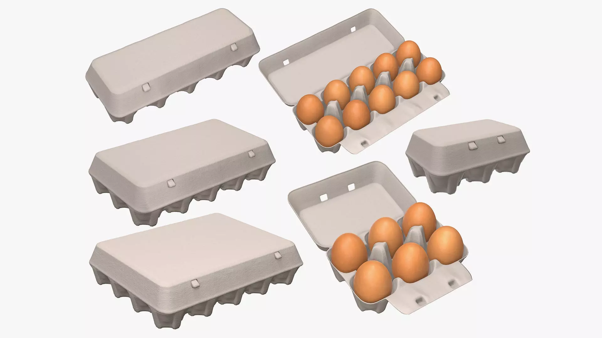 egg cardboard paper packages mock-up 3D Model Collection_0