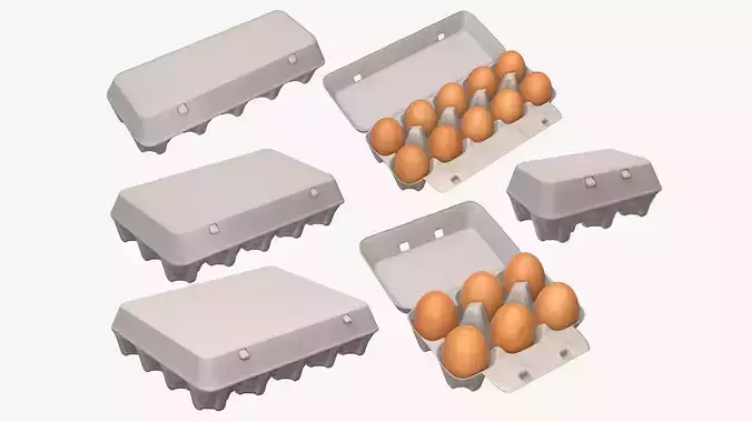 egg cardboard paper packages mock-up 3D Model Collection