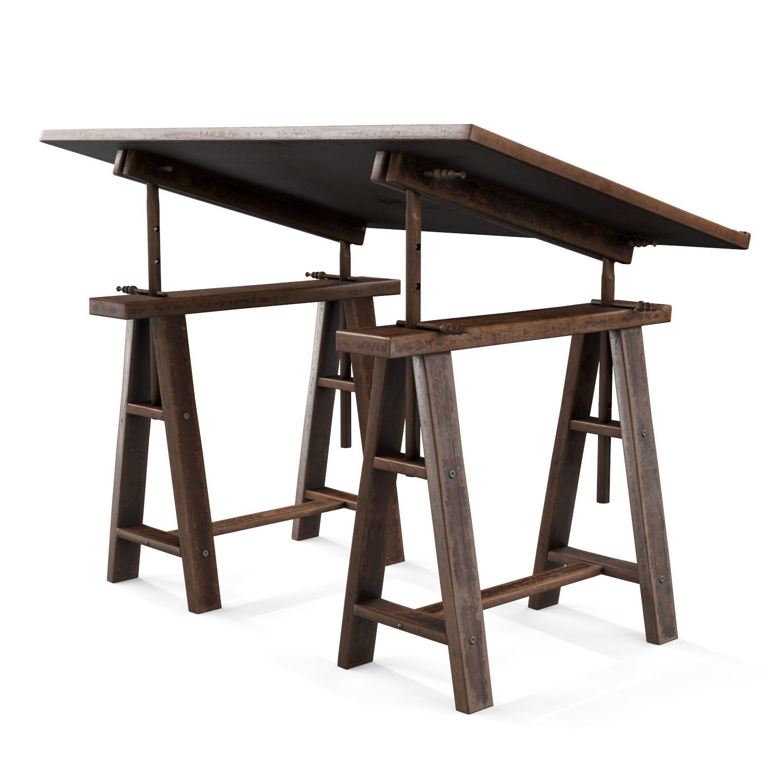 Old Drafting Table PBR Low-poly 3D model_2