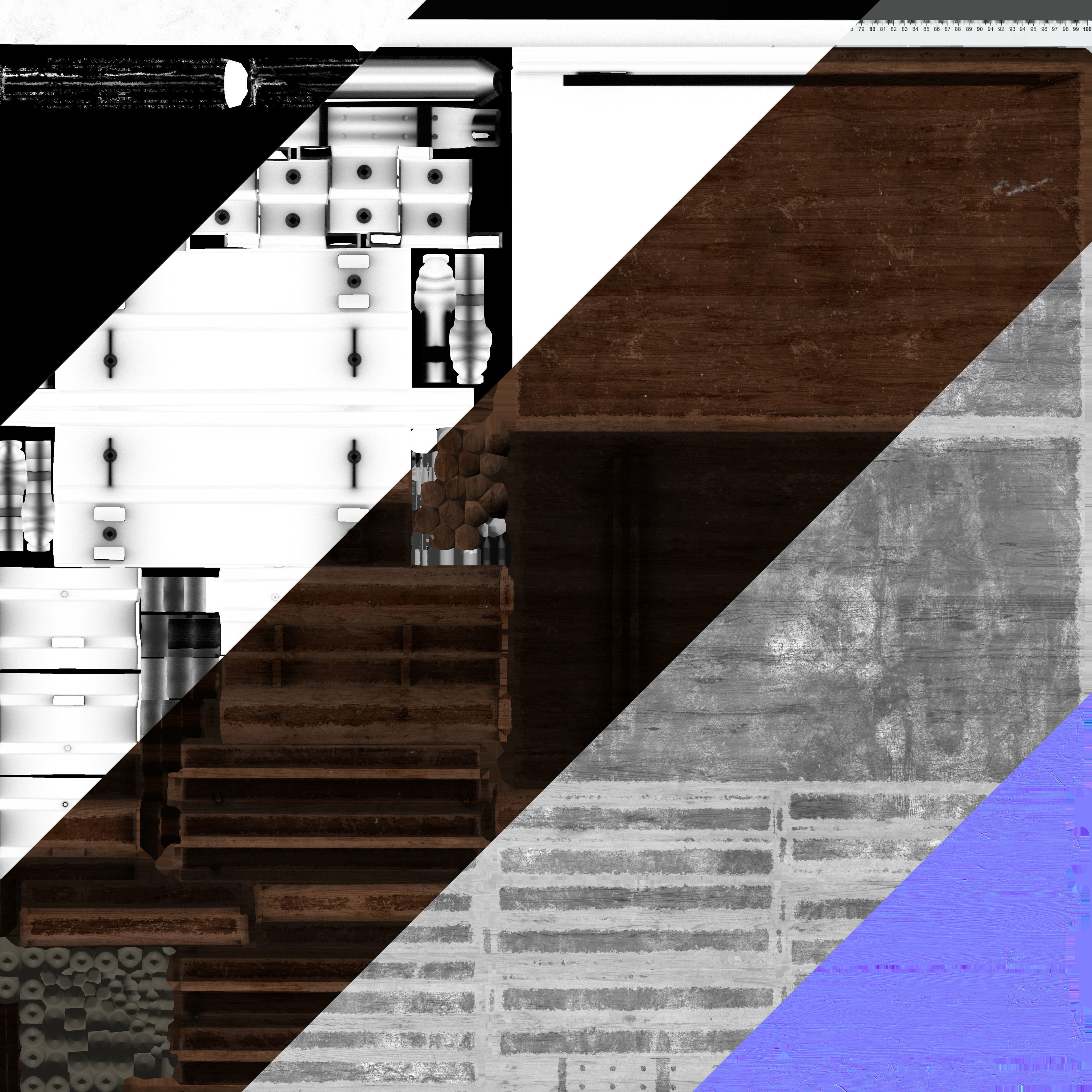 Old Drafting Table PBR Low-poly 3D model_8