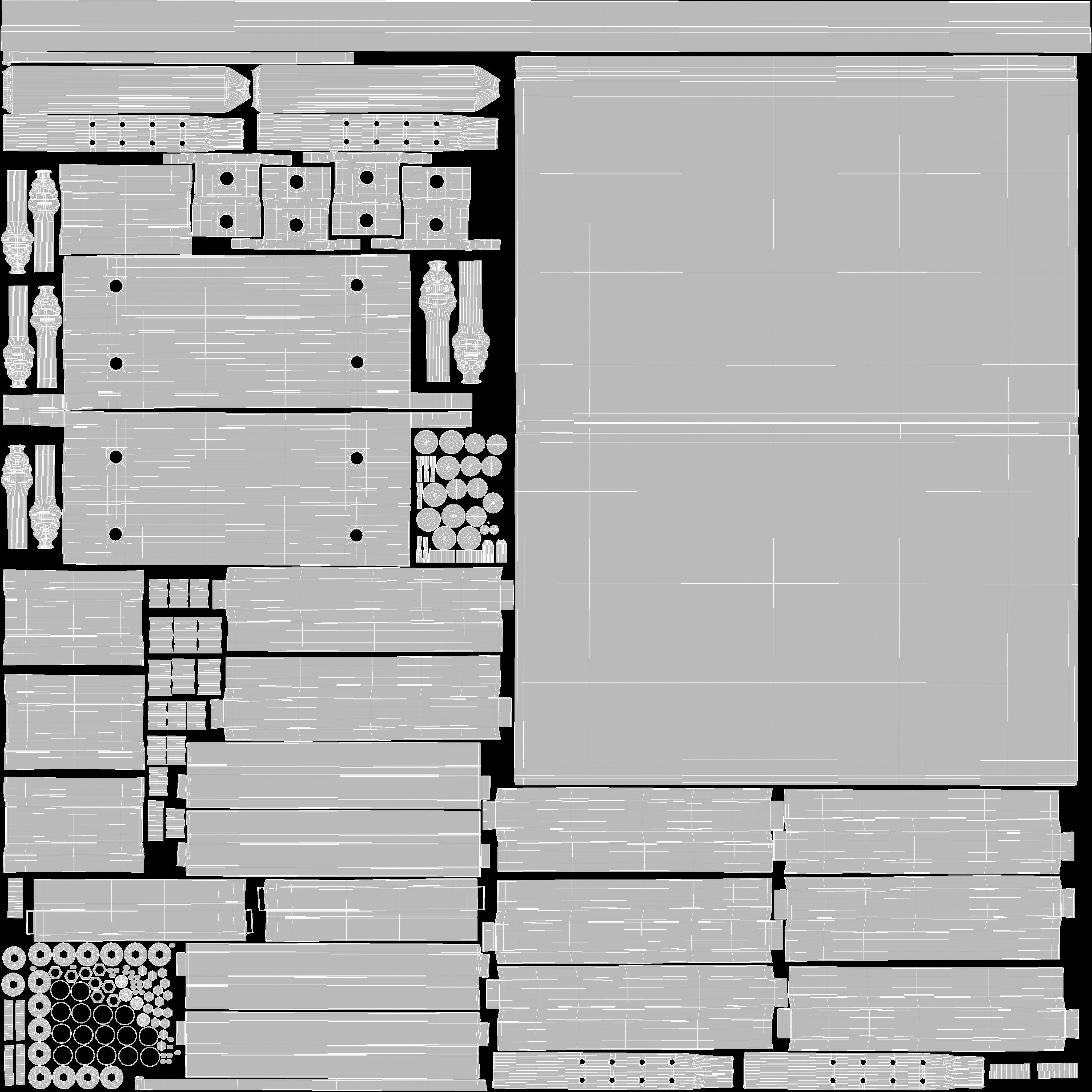 Old Drafting Table PBR Low-poly 3D model_7