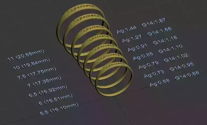 Capricorn  jewelry ring with carved inscription 3D print model