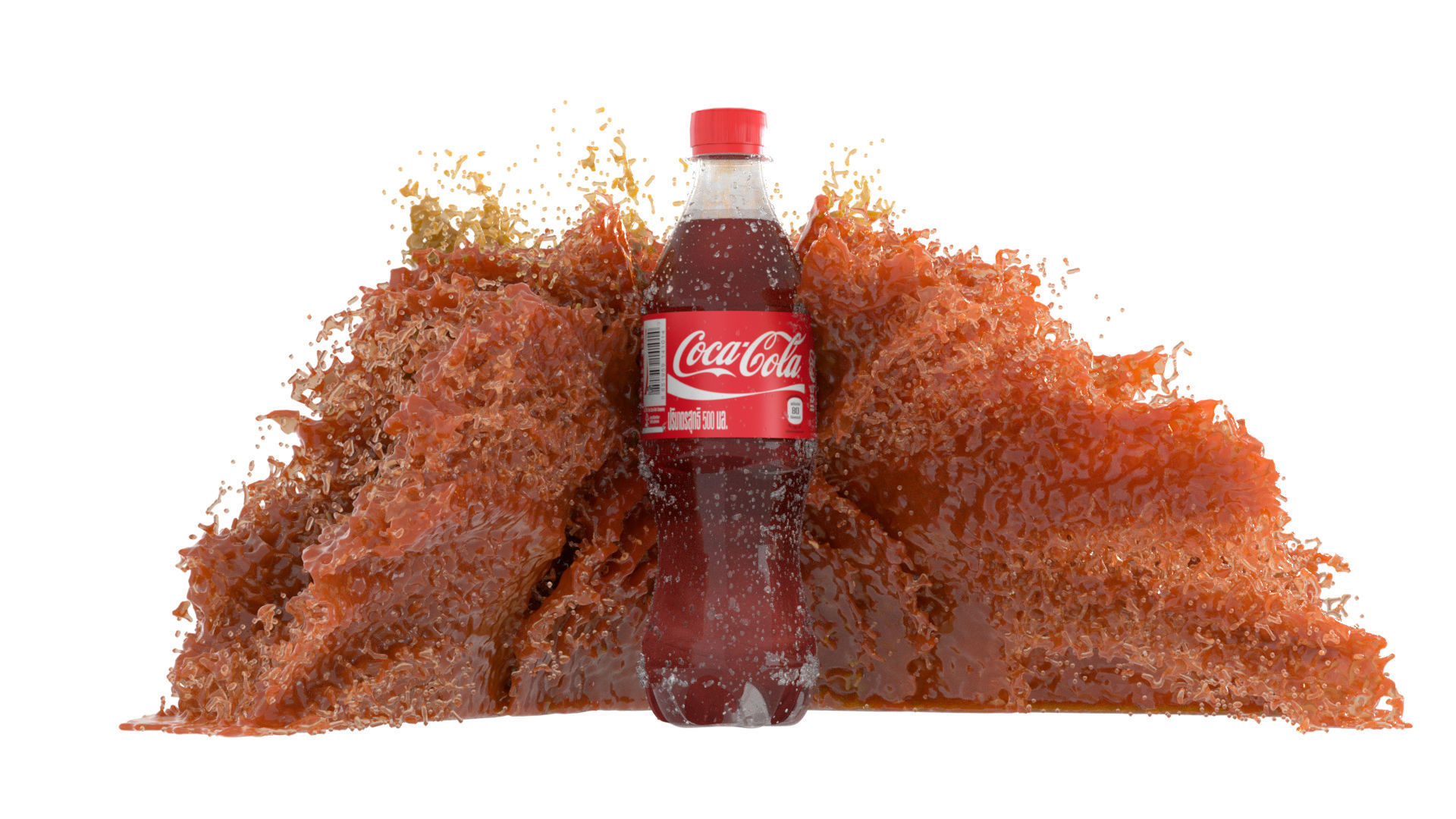 COKE Splash Ice Bottle Packshot 3D model_1