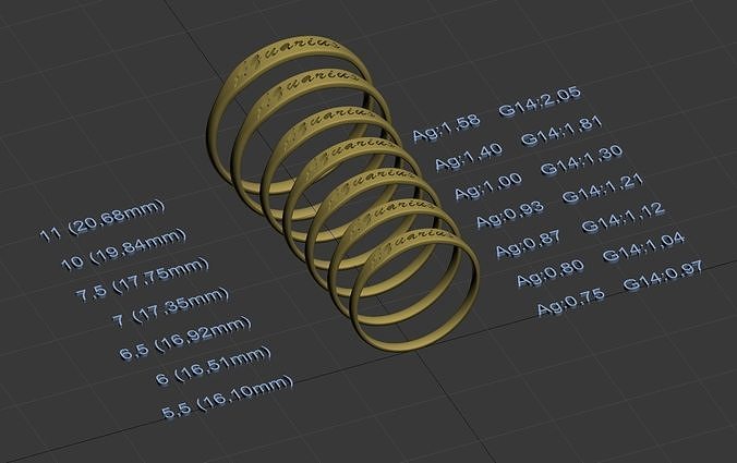Aquarius  jewelry ring with carved inscription 3D print model