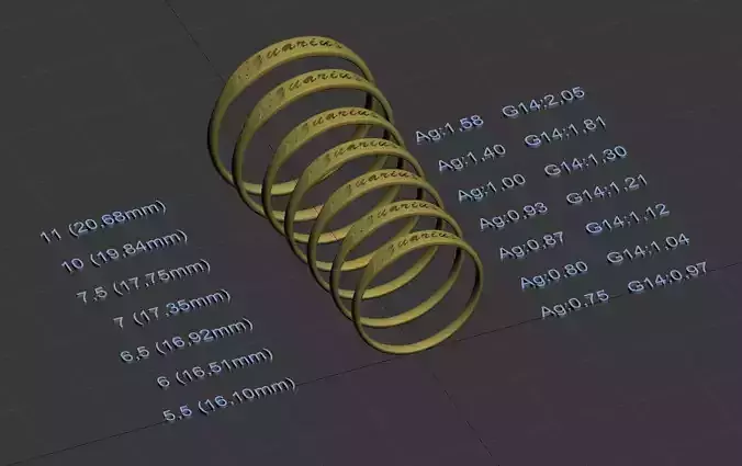 Aquarius  jewelry ring with carved inscription 3D print model