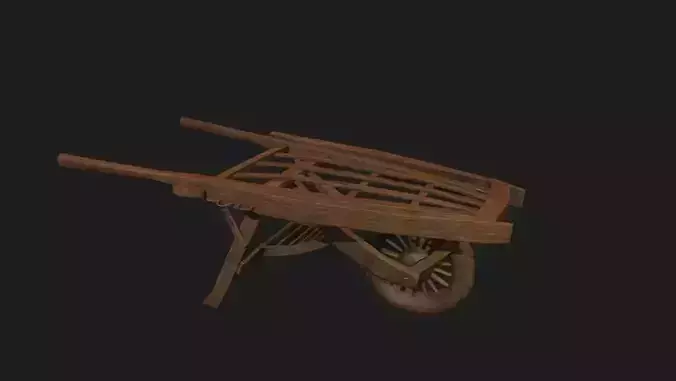 Wooden Cart single wheel Game ready  3d  pbr Model Low-poly 3D model