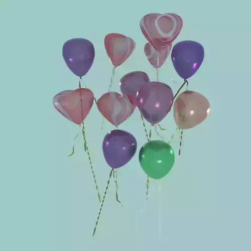 Heart and Round Balloons Mix  3D model