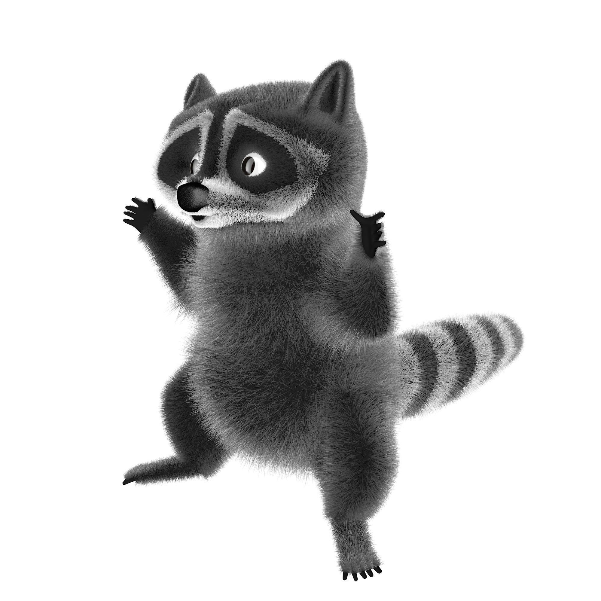 Raccoon character  cartoon 3D model_3
