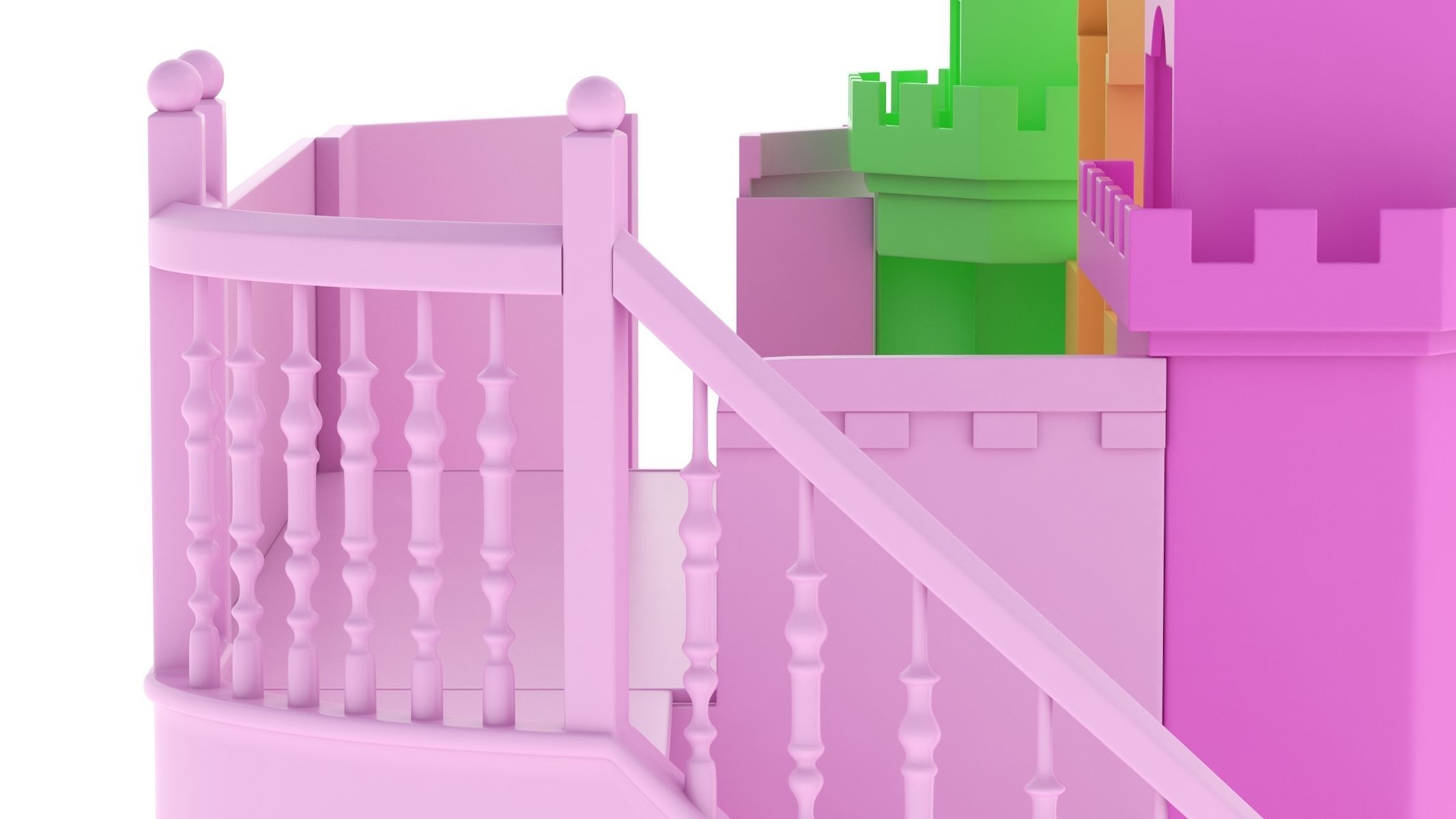 Castle Bed Kid Room 3D model_12