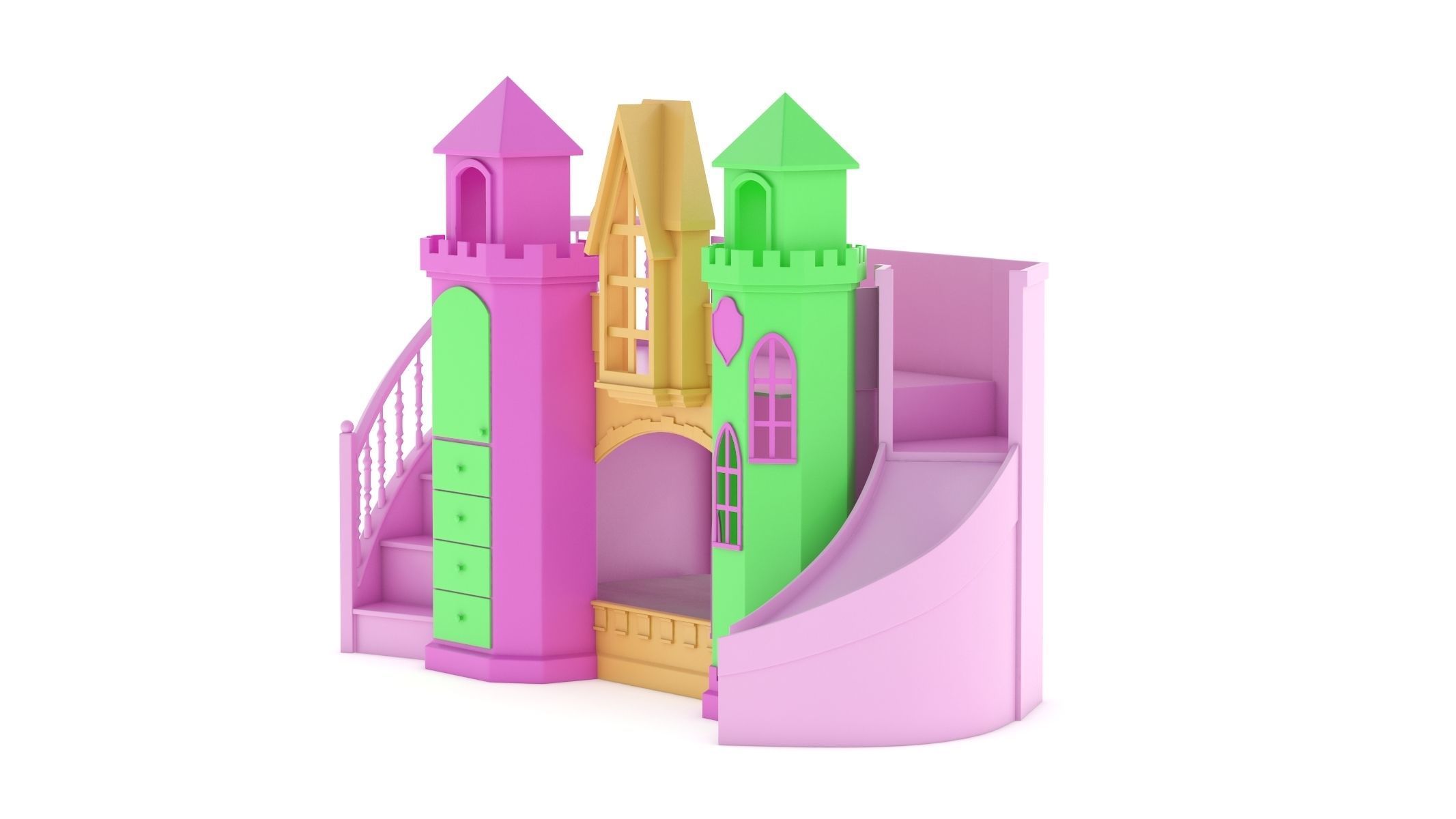 Castle Bed Kid Room 3D model_7