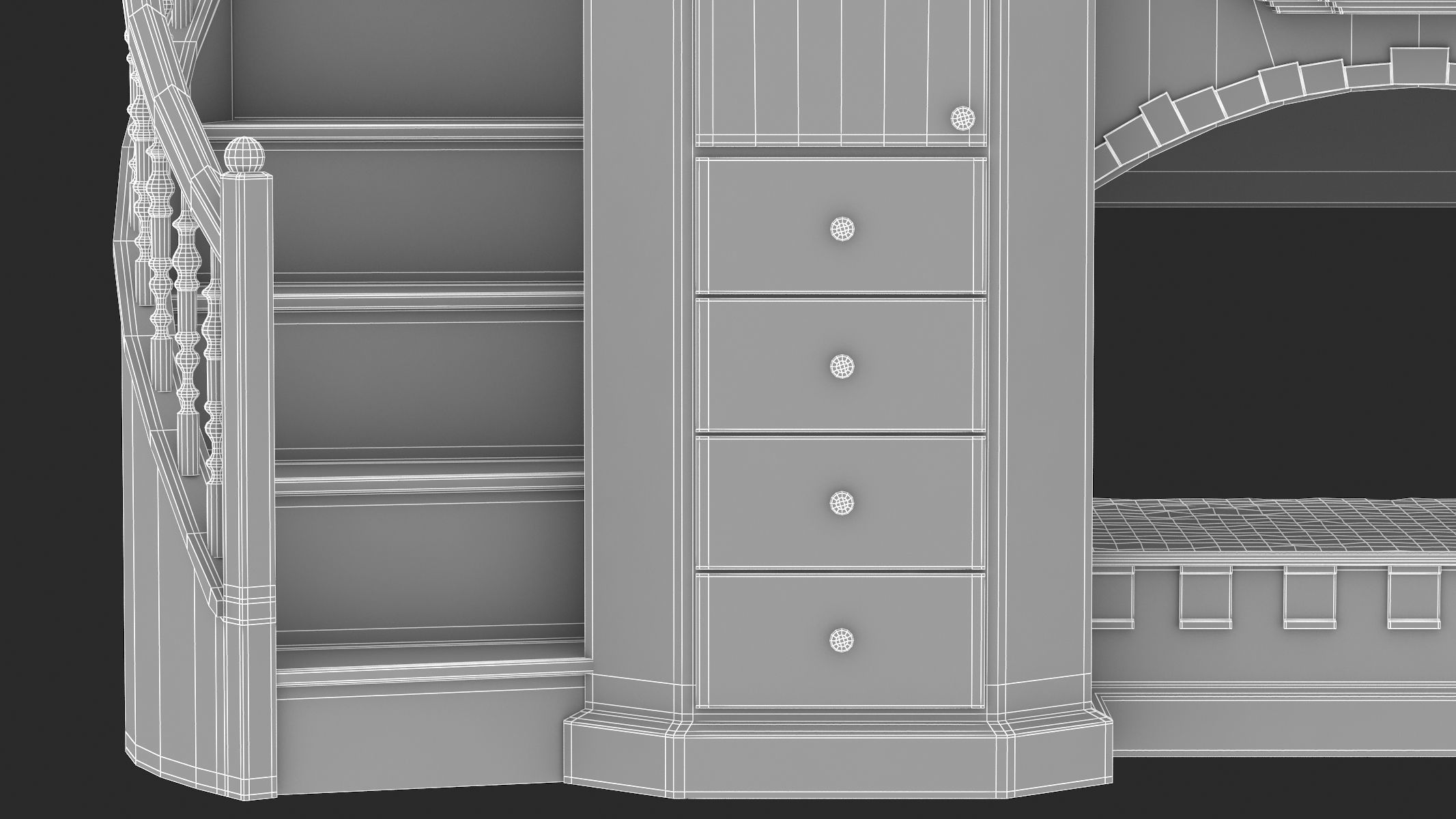 Castle Bed Kid Room 3D model_30