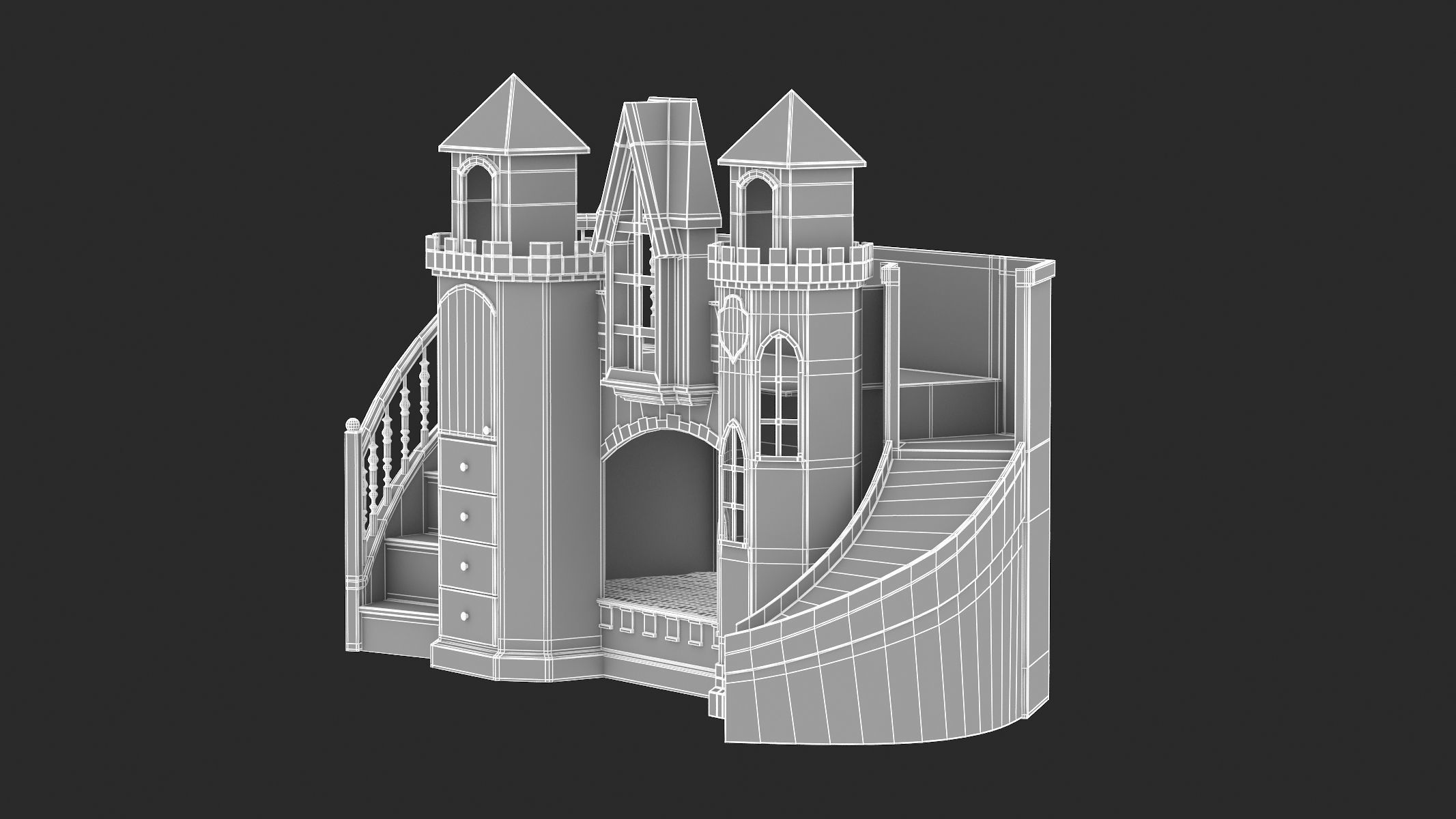 Castle Bed Kid Room 3D model_27