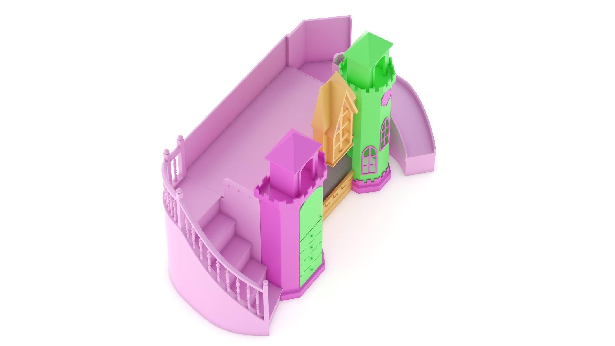 Castle Bed Kid Room 3D model_8
