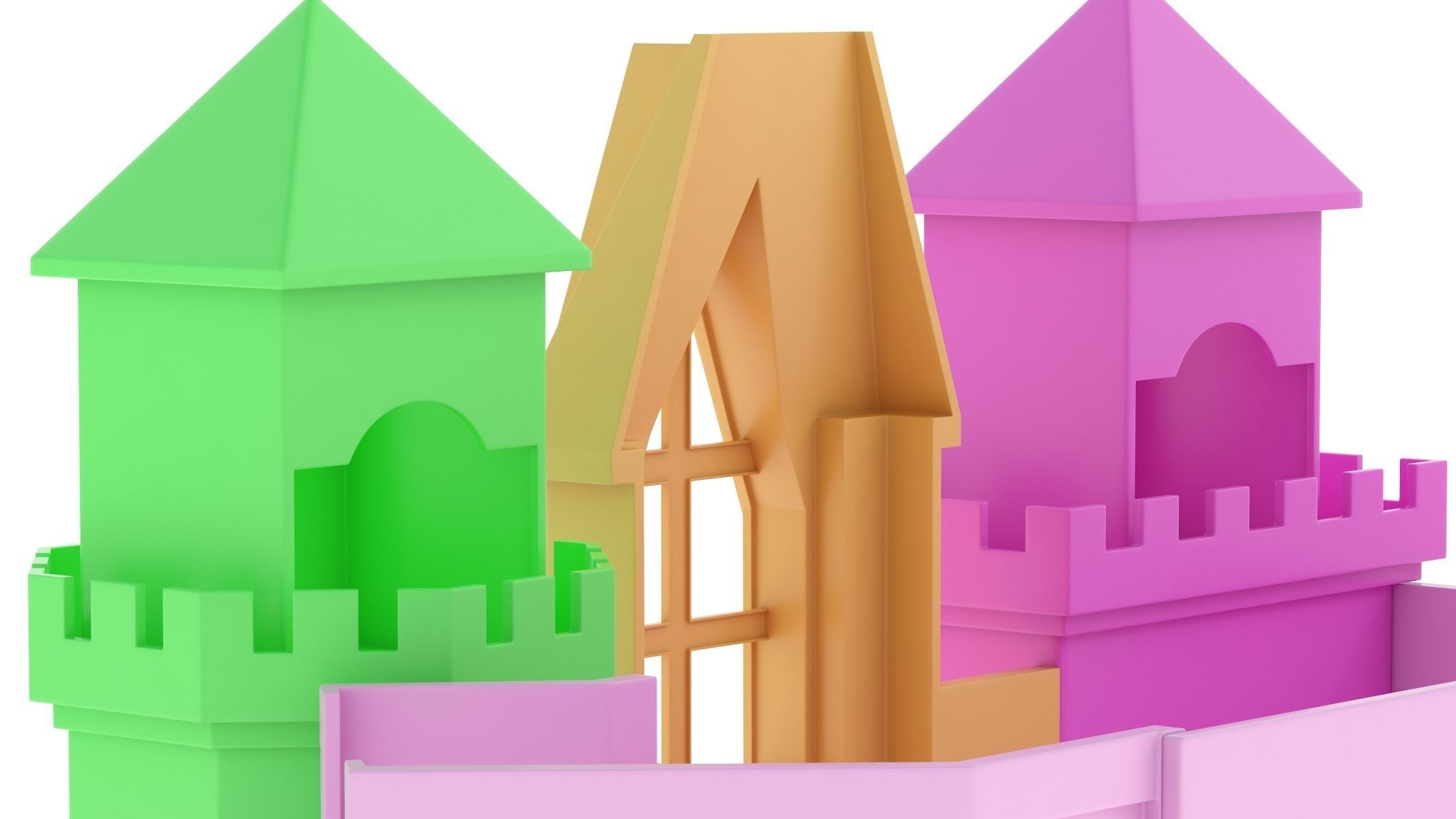 Castle Bed Kid Room 3D model_15