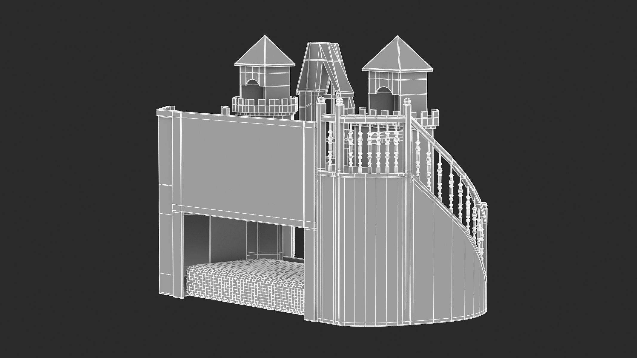 Castle Bed Kid Room 3D model_23
