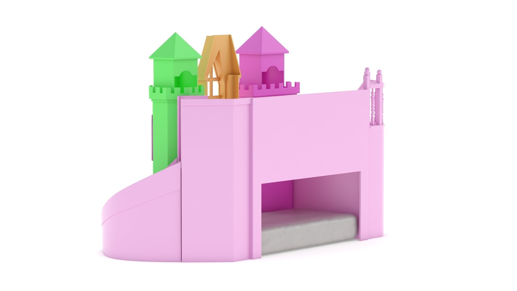 Castle Bed Kid Room 3D model_5