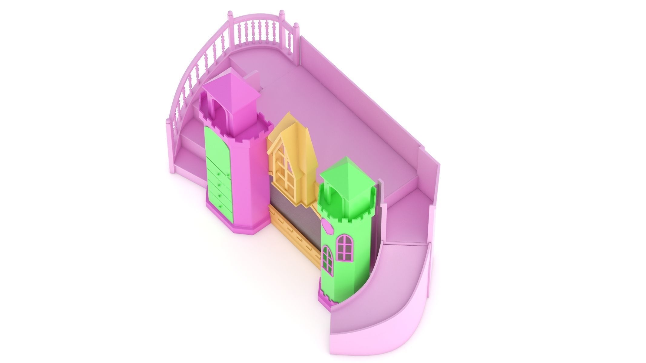 Castle Bed Kid Room 3D model_9