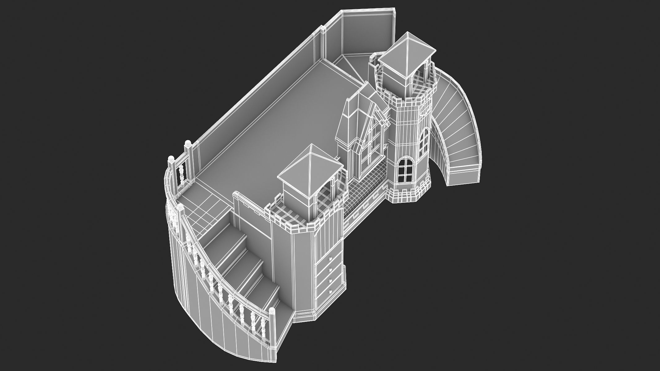 Castle Bed Kid Room 3D model_28