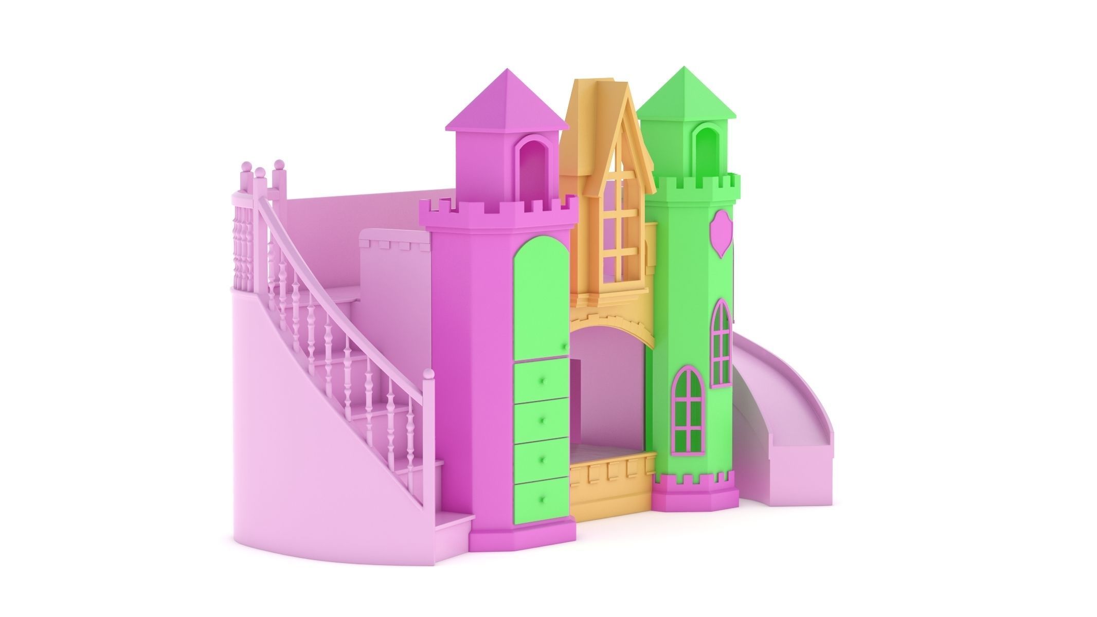 Castle Bed Kid Room 3D model_1