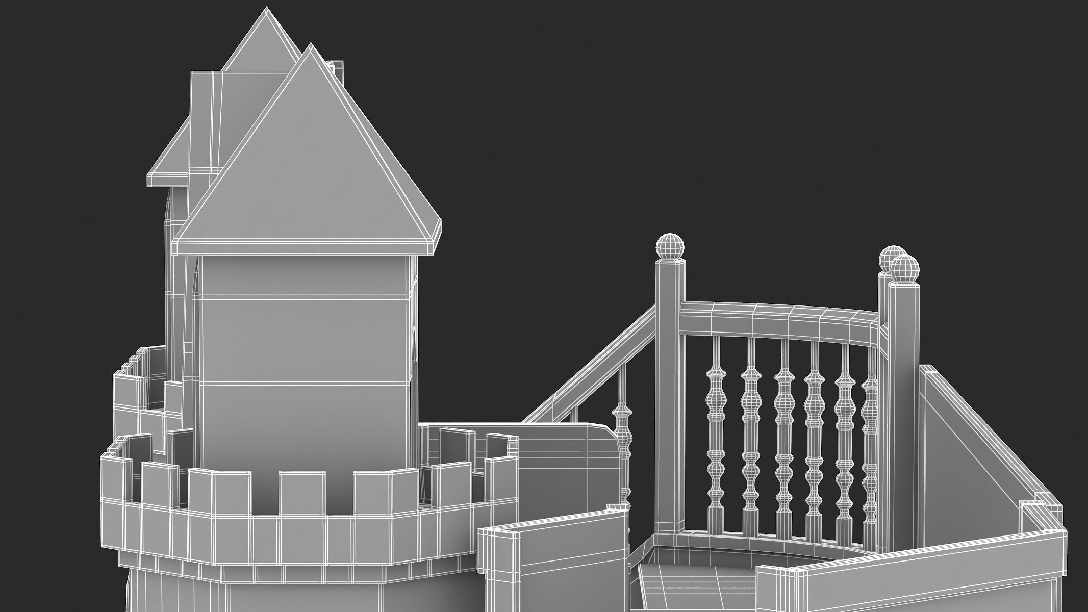 Castle Bed Kid Room 3D model_36