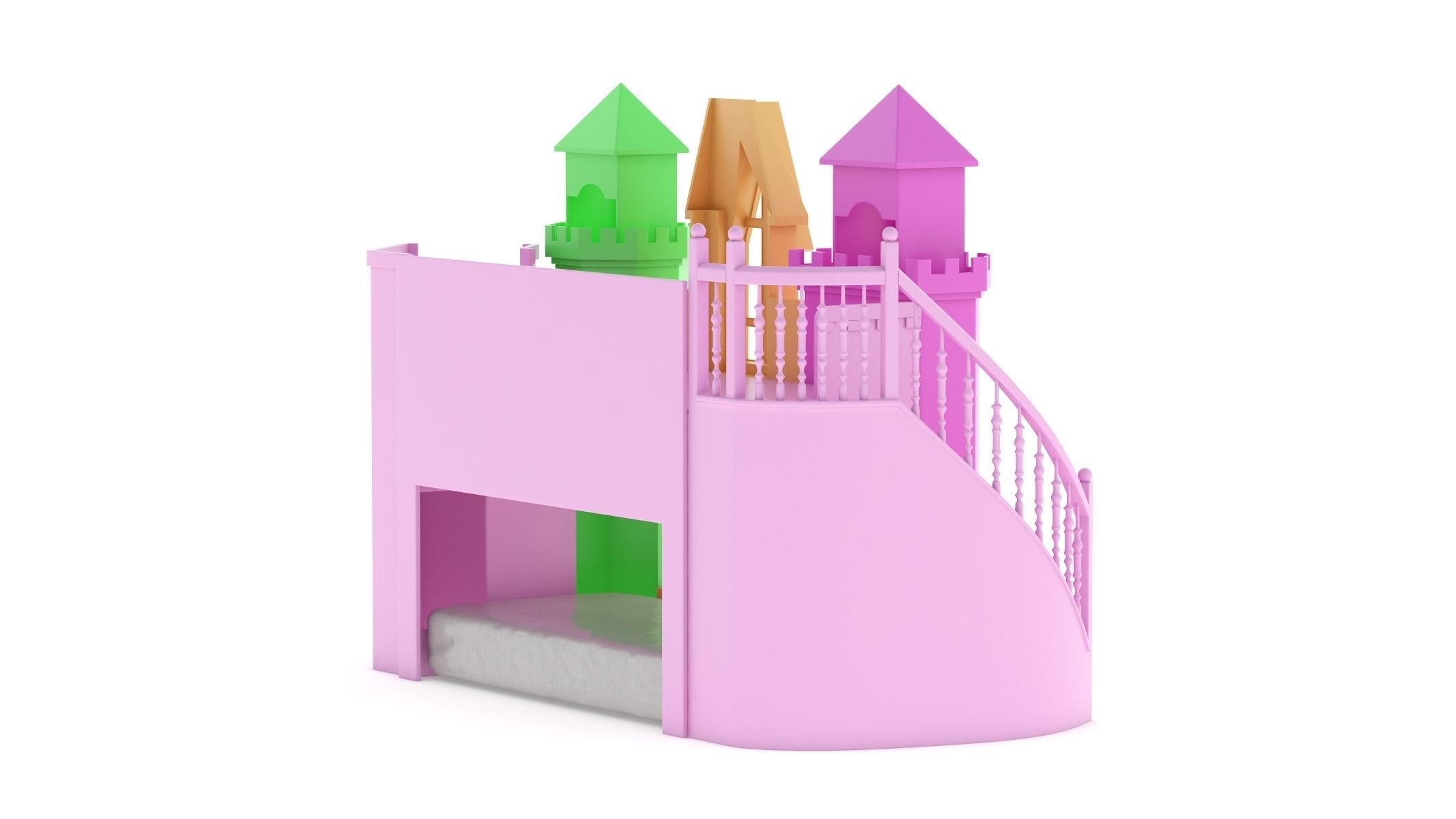 Castle Bed Kid Room 3D model_3