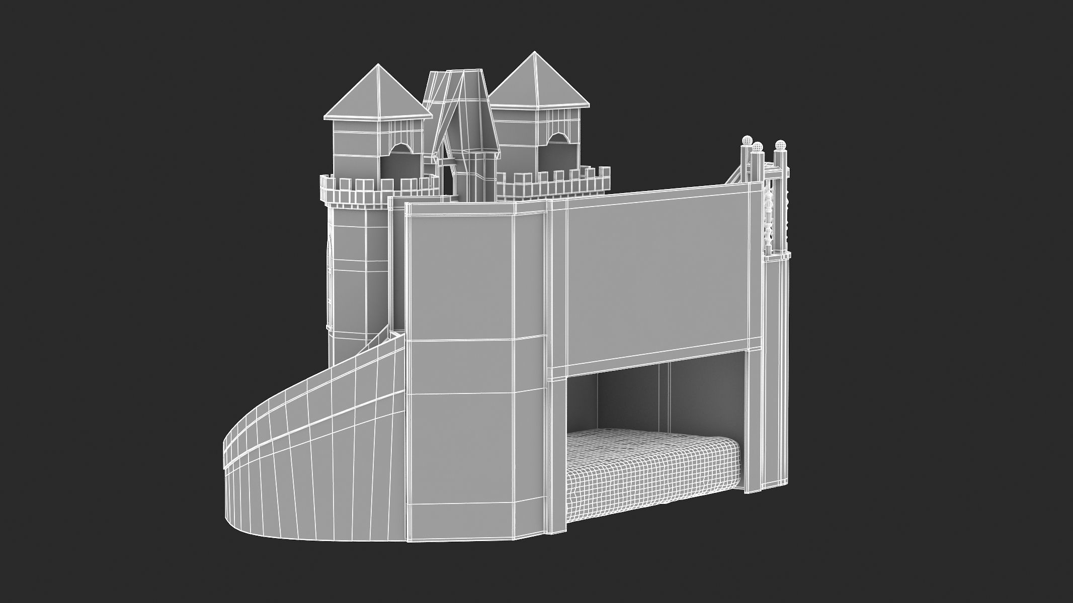 Castle Bed Kid Room 3D model_25