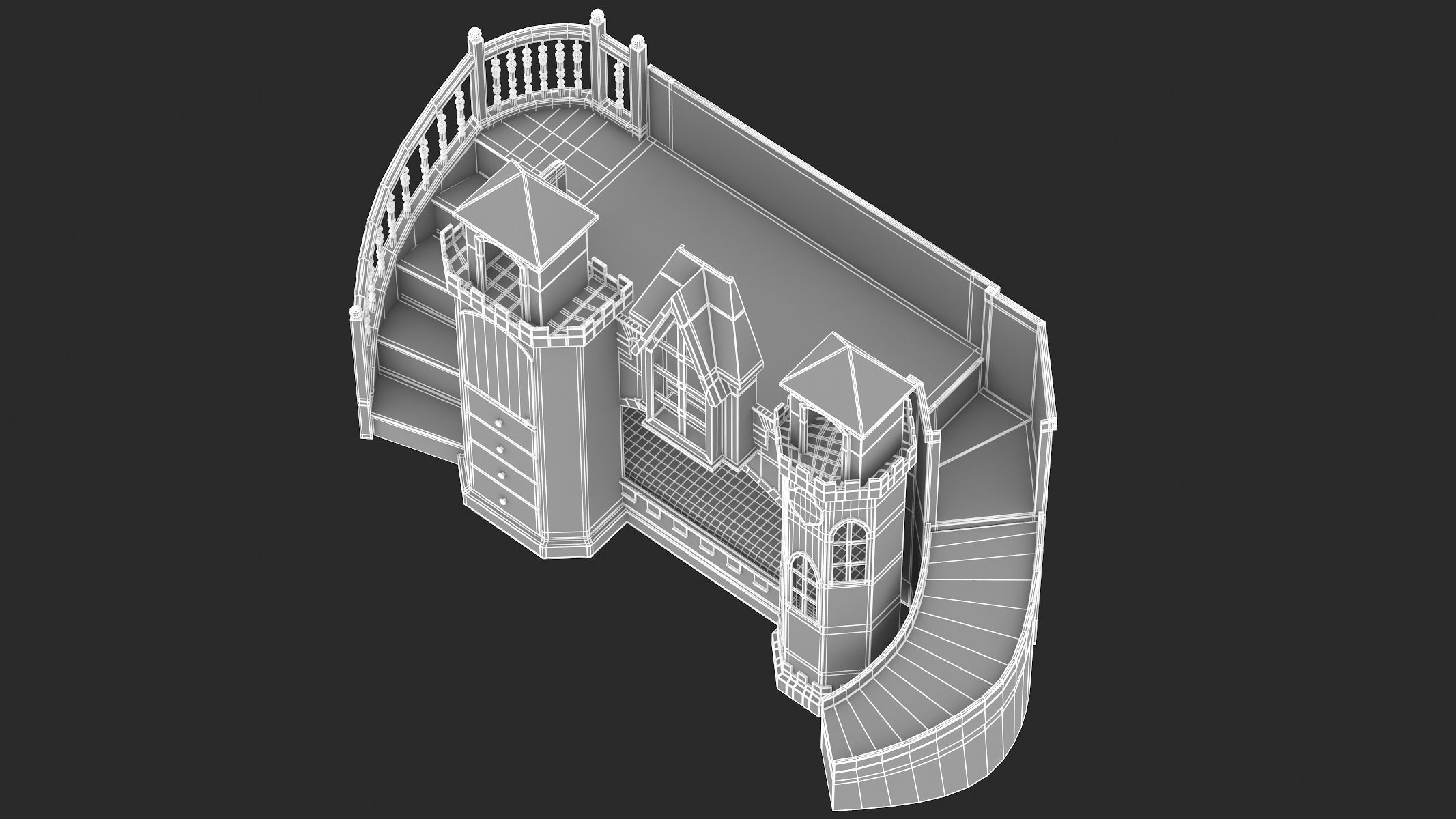 Castle Bed Kid Room 3D model_29