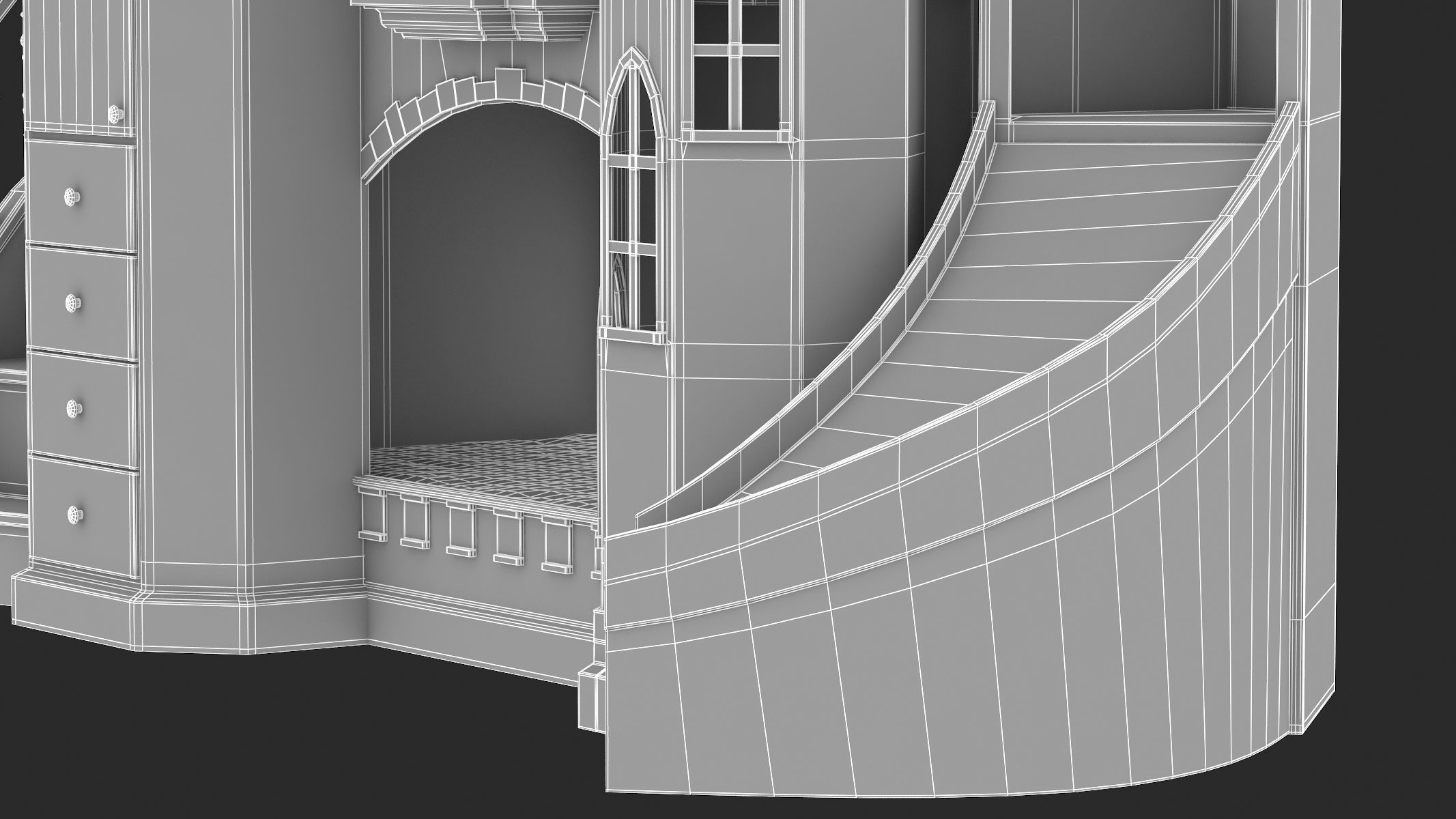 Castle Bed Kid Room 3D model_37