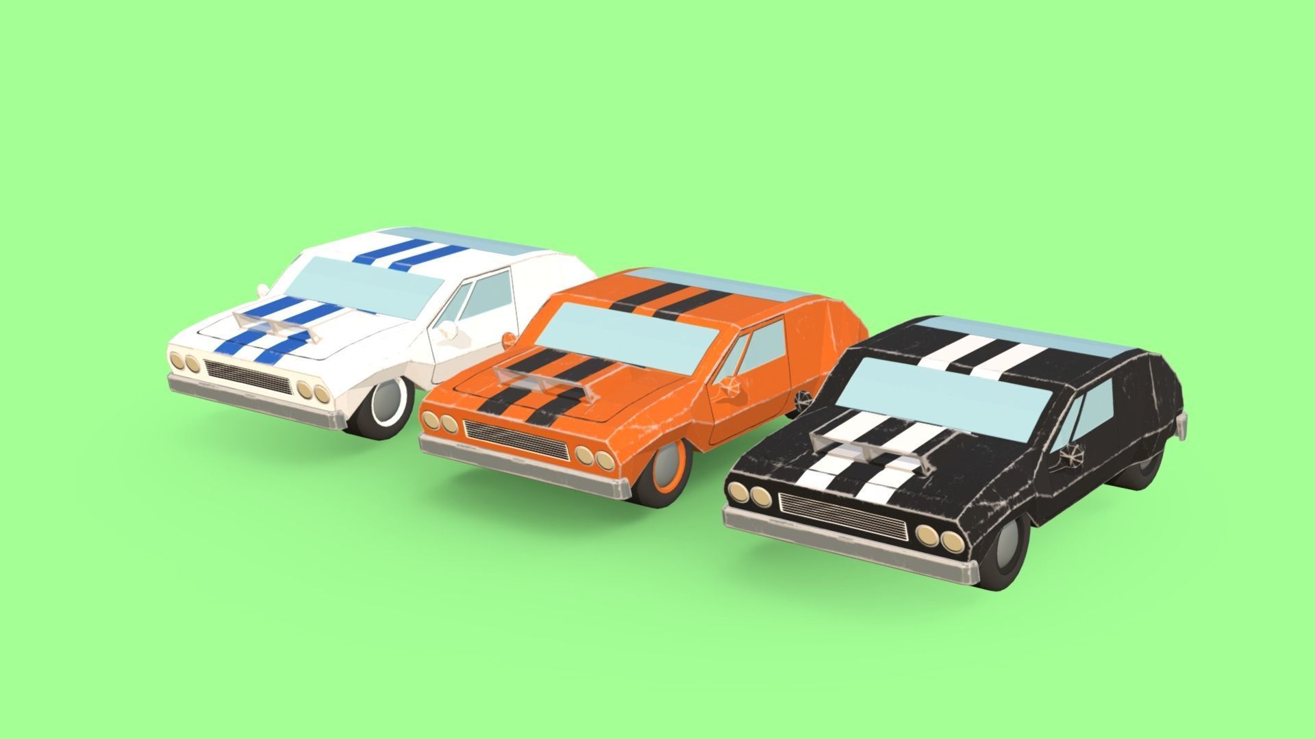 Stylized Race-Demolition Car Pack 3D Model Collection_3
