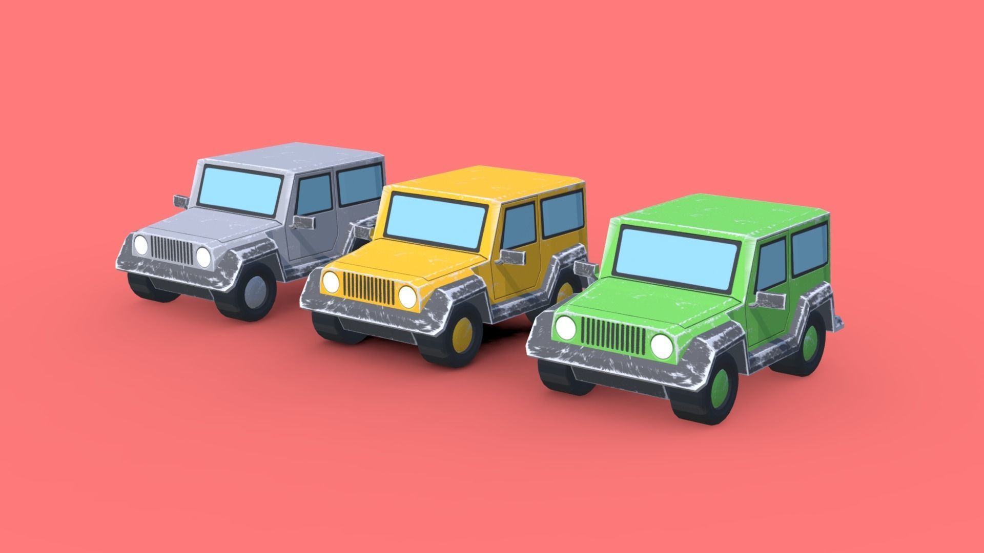 Stylized Race-Demolition Car Pack 3D Model Collection_1