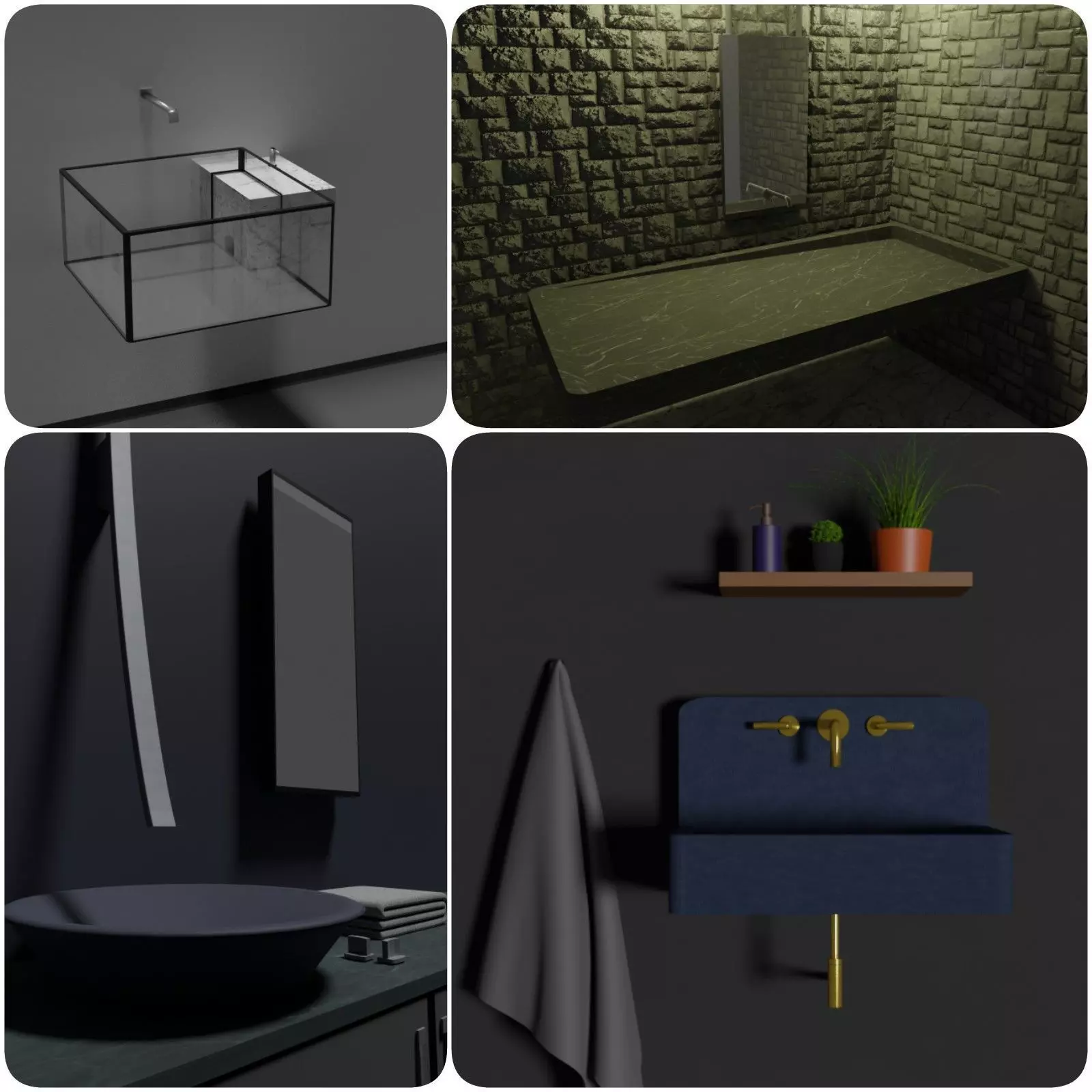 5 Cabinets - 4 Sinks Pack 3D Model Collection_0