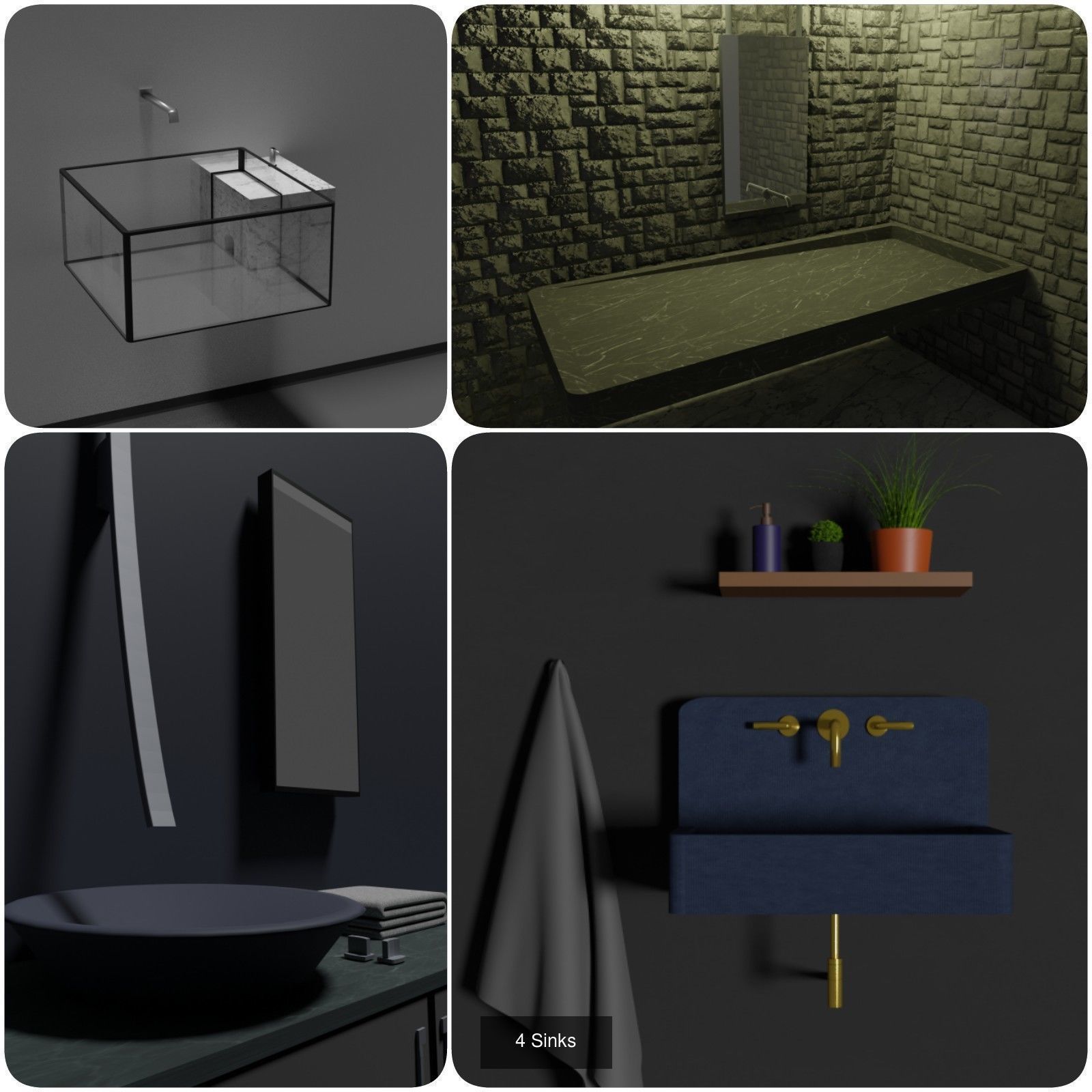 5 Cabinets - 4 Sinks Pack 3D Model Collection_4