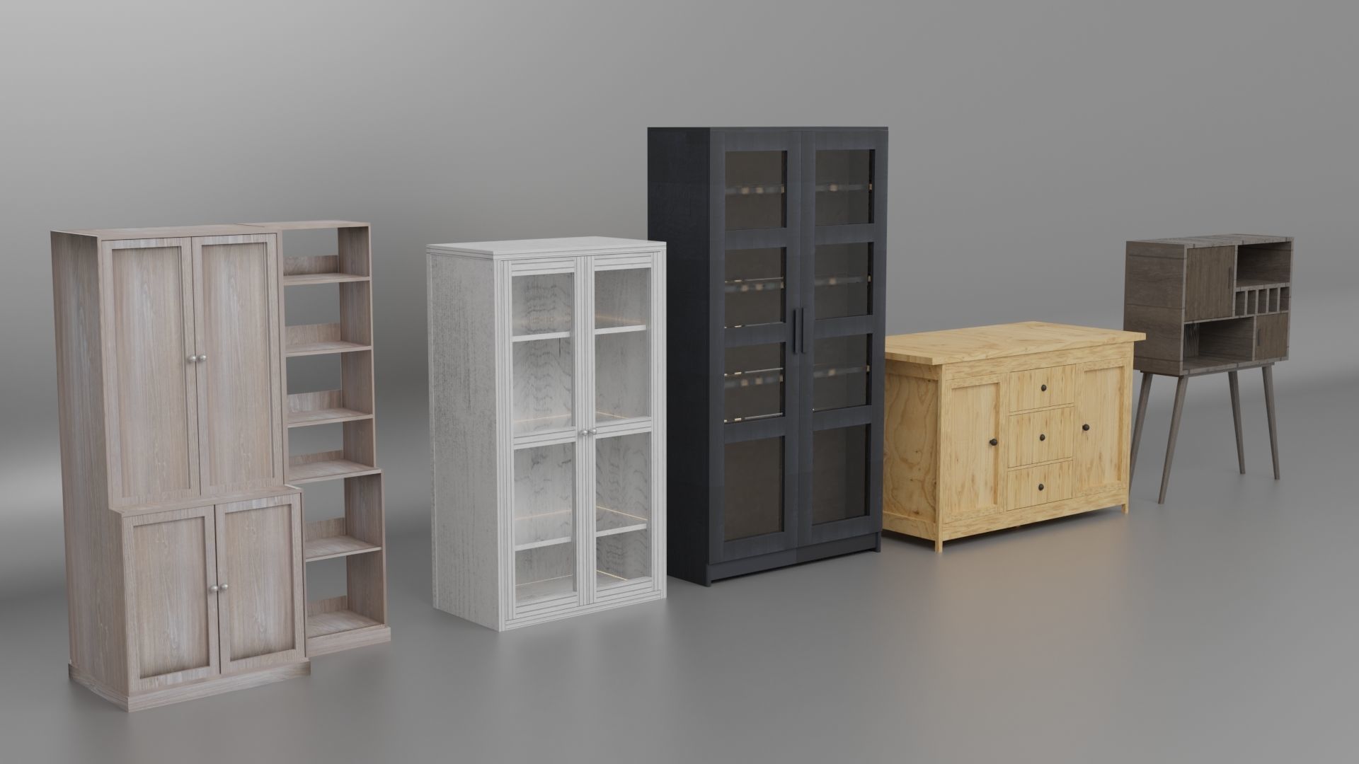 5 Cabinets - 4 Sinks Pack 3D Model Collection_5