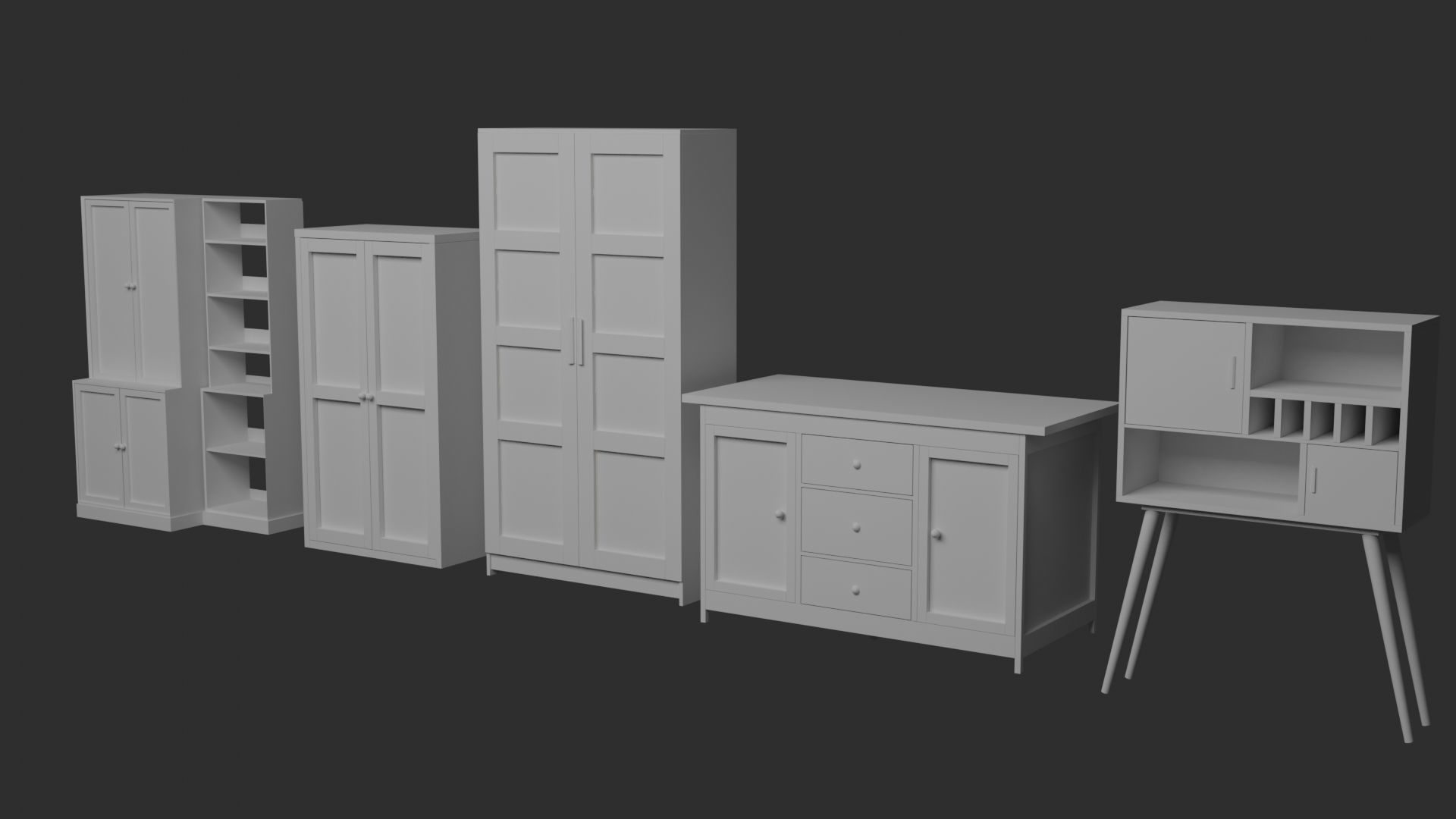 5 Cabinets - 4 Sinks Pack 3D Model Collection_23