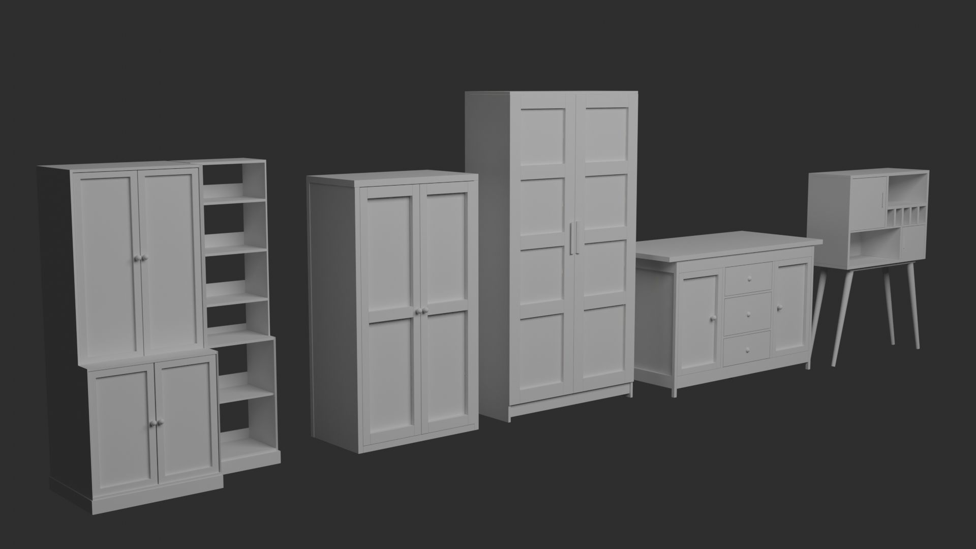 5 Cabinets - 4 Sinks Pack 3D Model Collection_22