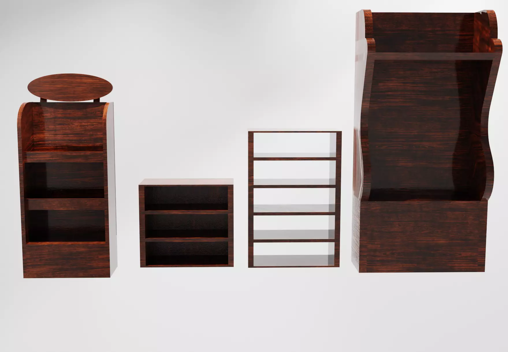 shelf four wooden shelves and bookcase Free low-poly 3D model