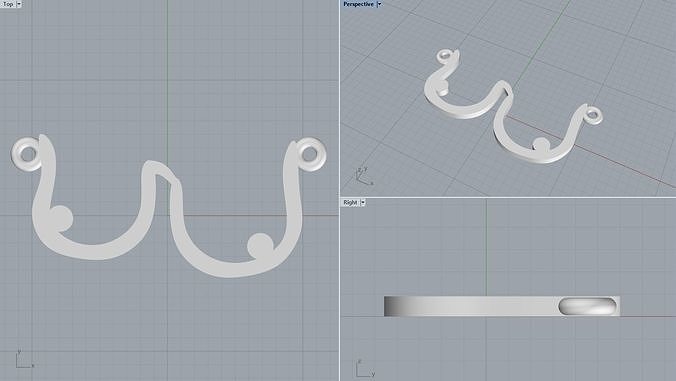 Asymmetric breasts pendant 3D print model