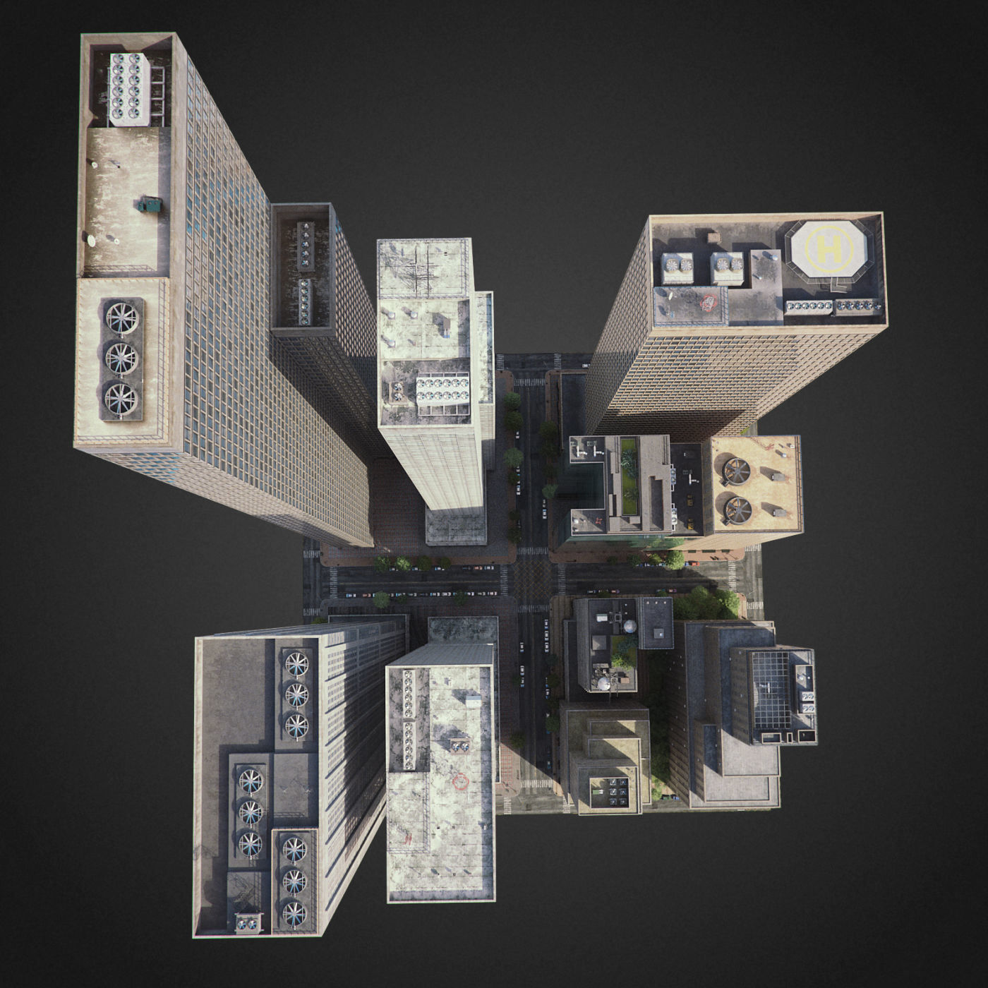 Realistic City District H2-C8 3D model_12