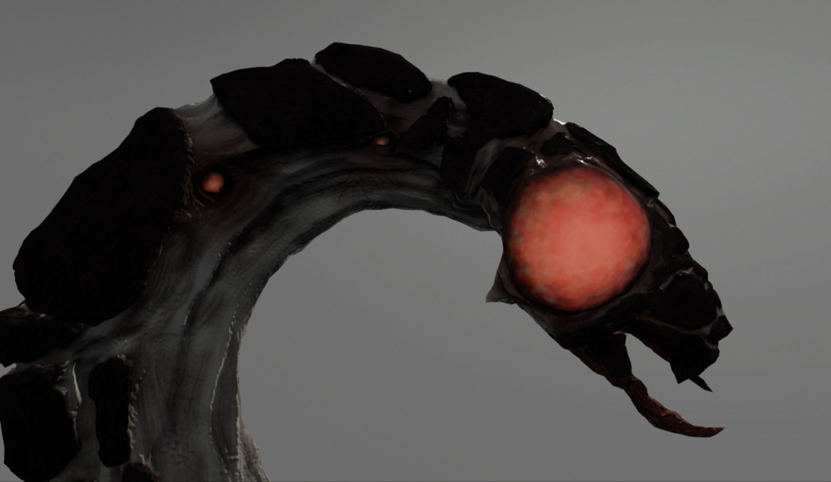 Insectoid Worm monster Low-poly 3D model_5