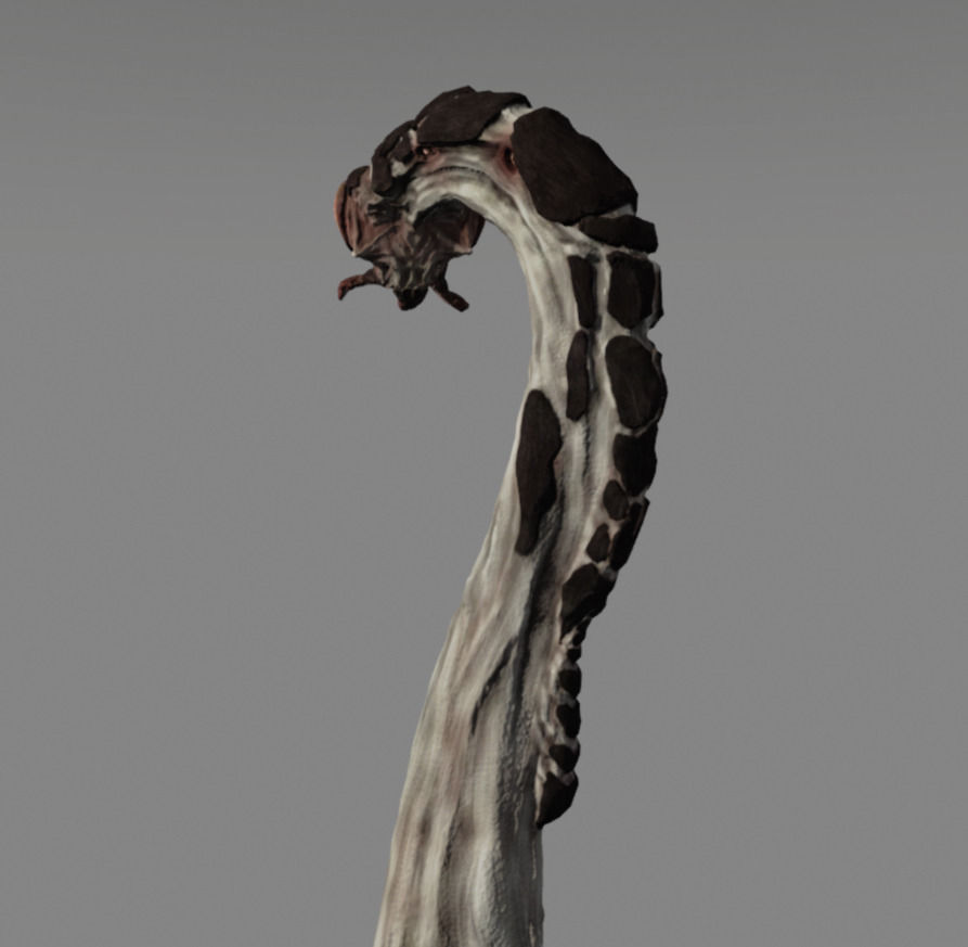 Insectoid Worm monster Low-poly 3D model_7
