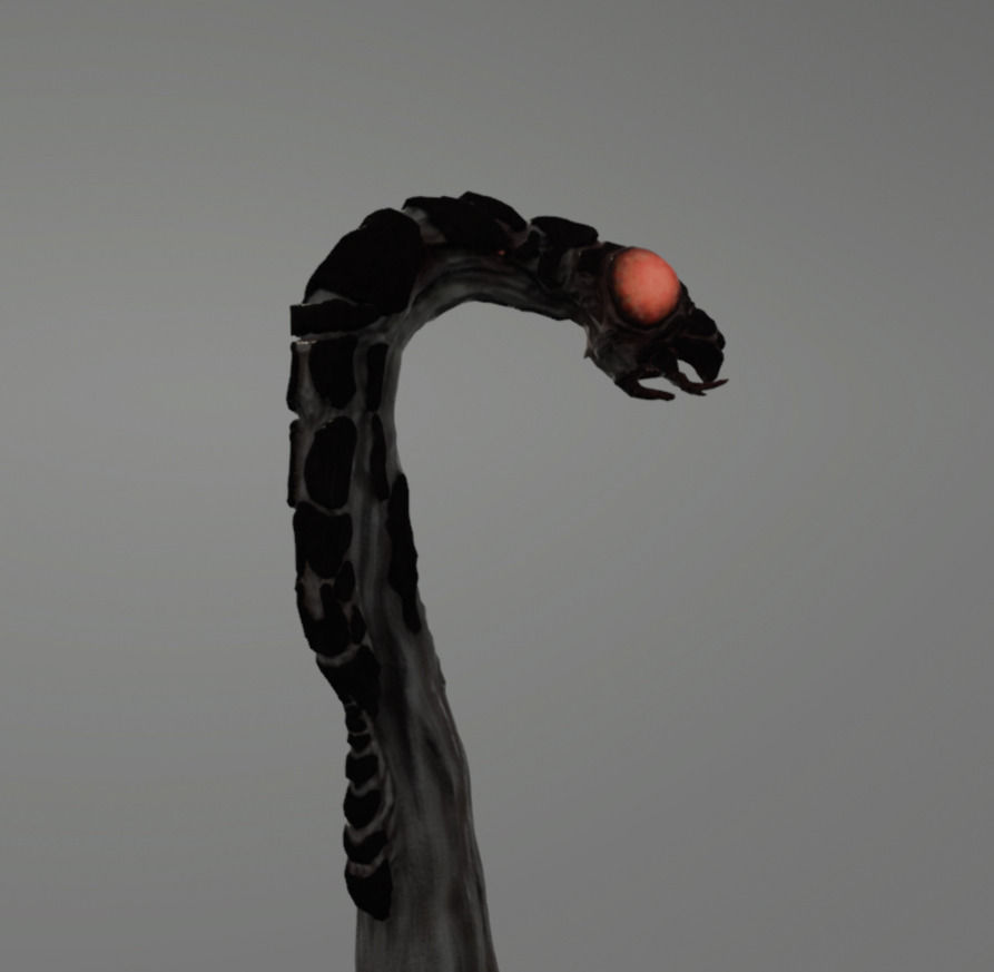 Insectoid Worm monster Low-poly 3D model_6