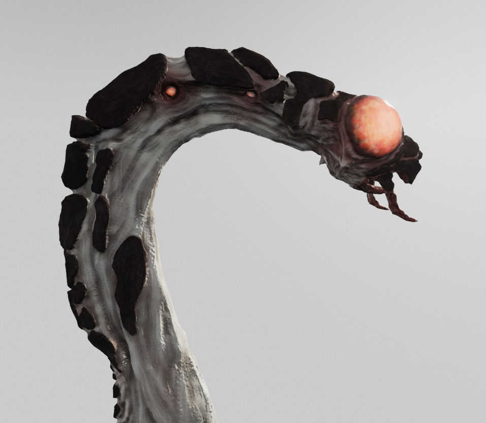 Insectoid Worm monster Low-poly 3D model_2