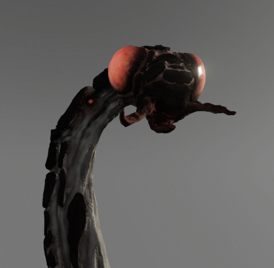 Insectoid Worm monster Low-poly 3D model_4